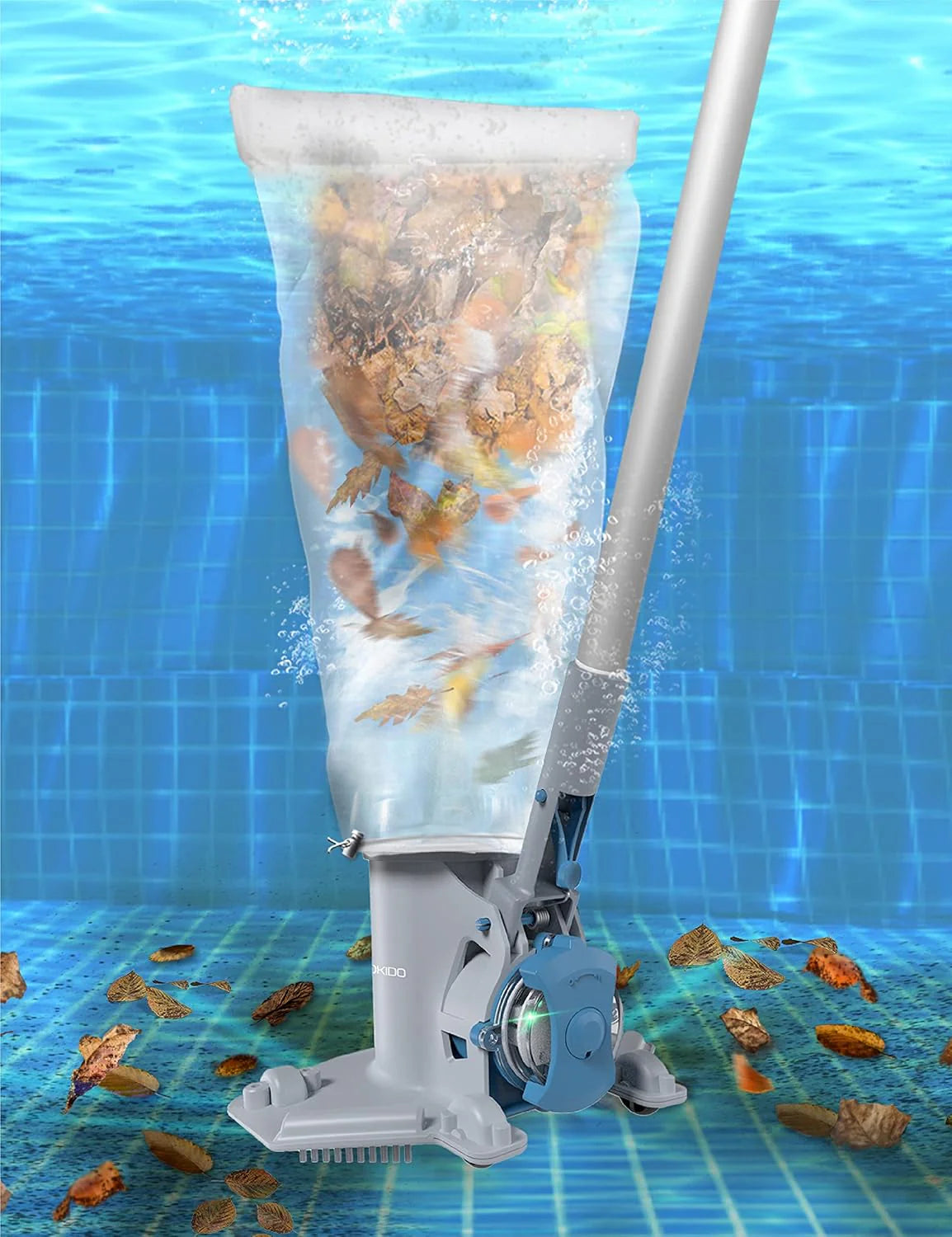 Rechargeable Cordless Pool Leaf Vacuum, 30GPM Strong Suction, 75 min Runtime, XL Heavy Duty Filter Bag, Leaves and Debris Removal, for Above Ground Pool and Inground Pools XV410